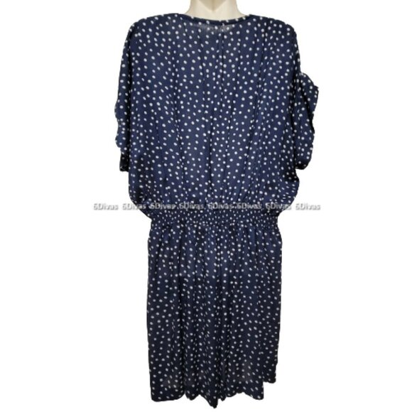 NEW Blue and White Polka Dot Rayon Romper Dress  Size L  Size XL - nwot - Picture 10 of 16